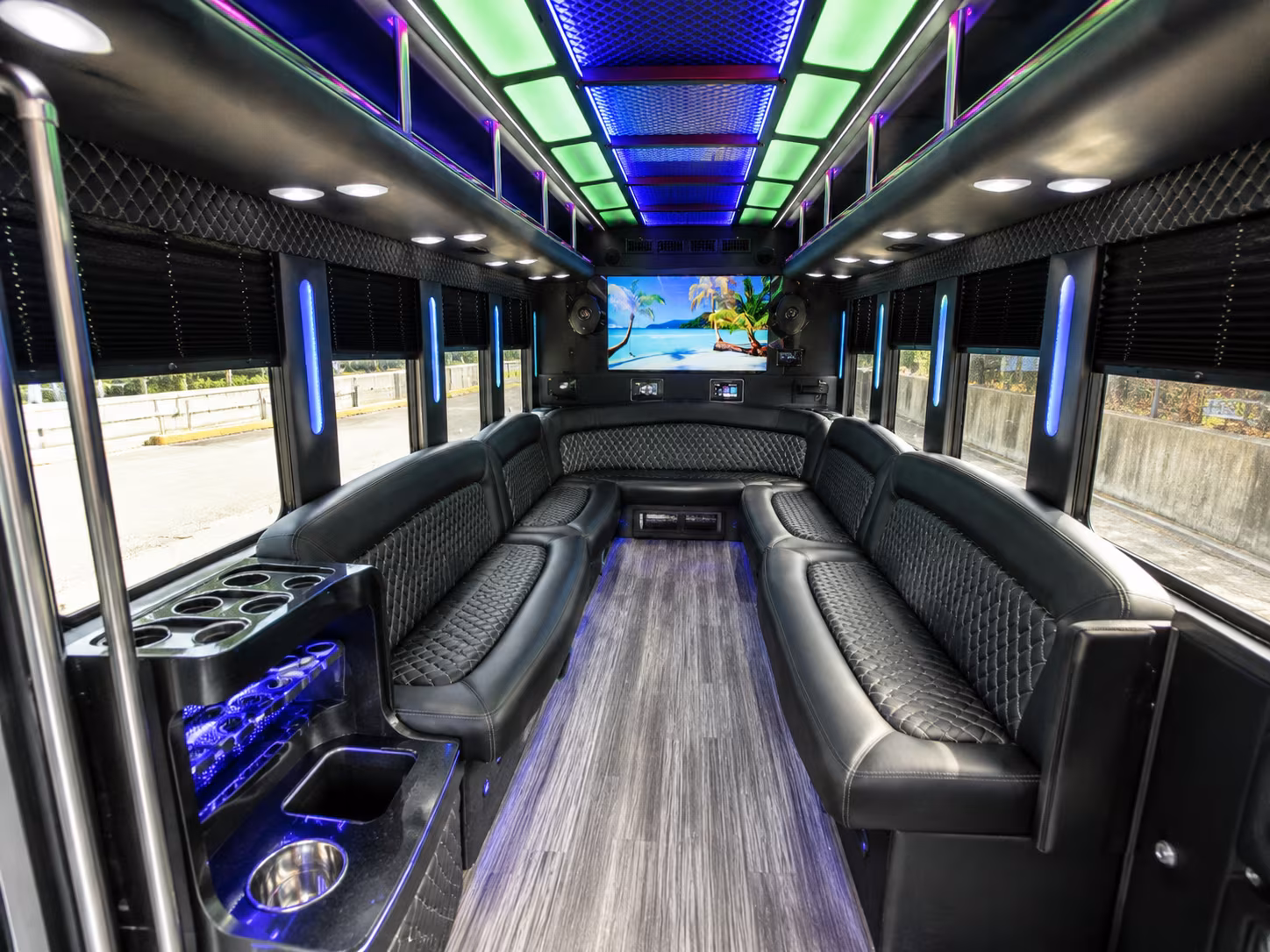 gastonia 18 passenger party bus inside